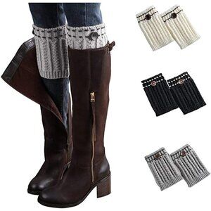 KNEE High Socks Covers Warm Cuffs Stockings Boots Dress Casual Winter Fall NWT
